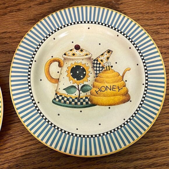 3 Sakura Salad/Bread Plates Teapots Pattern 8” Debbie Mumm 1998 - Picture 3 of 7